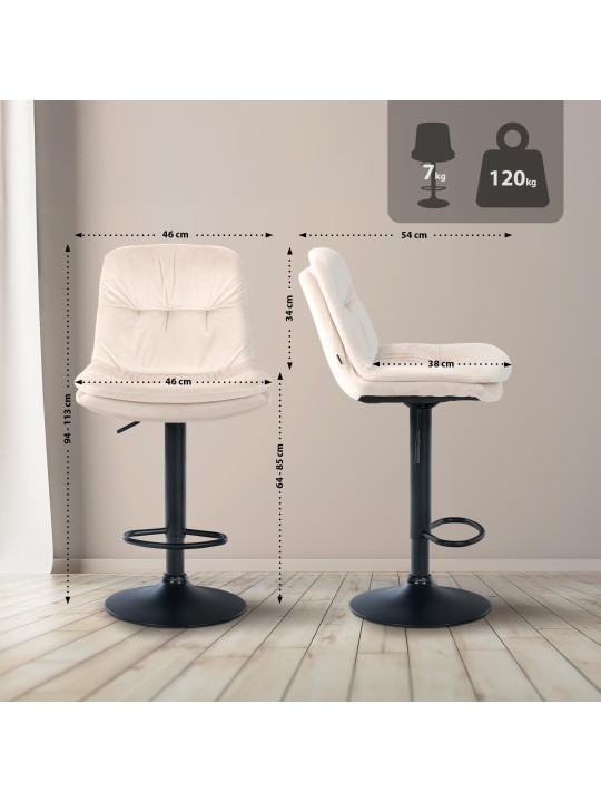 Bárszék Laurel bársony, krém