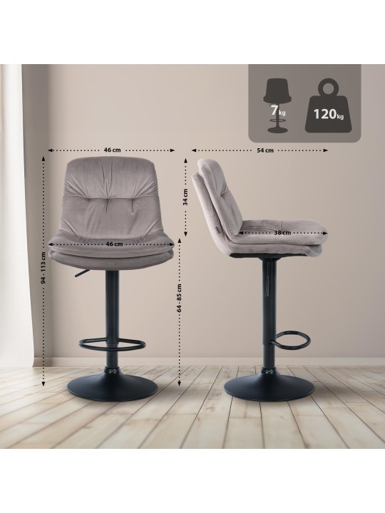 Bárszék Laurel bársony, szürke