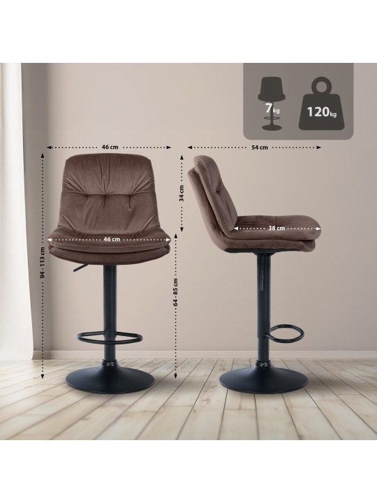 Bárszék Laurel bársony, barna