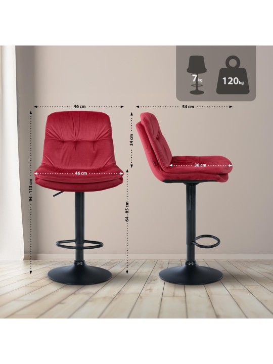 Bárszék Laurel bársony, piros