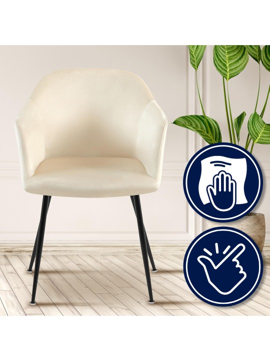 Jaysie bársony étkezőszék, krém Jaysie bársony étkezőszék, krém