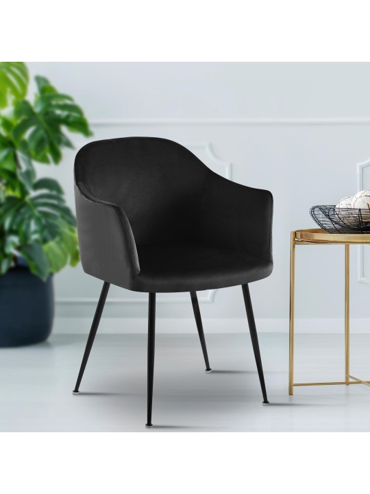 Jaysie bársony étkezőszék, fekete