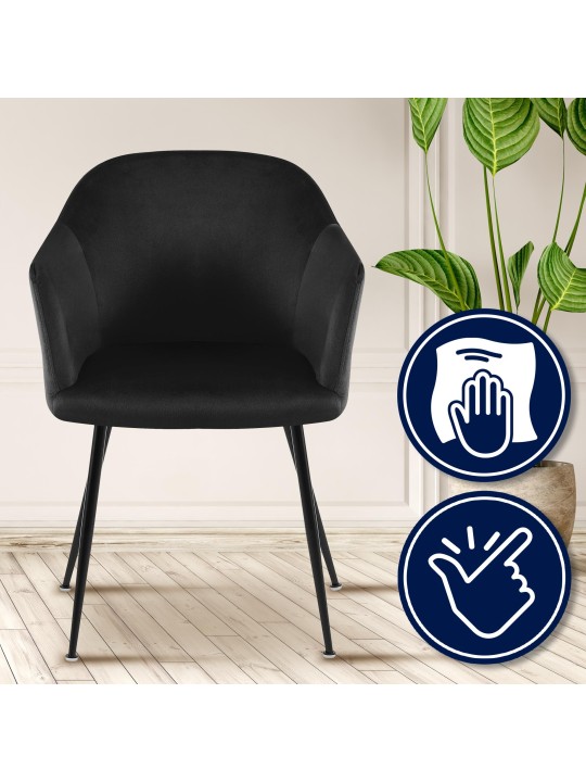 Jaysie bársony étkezőszék, fekete