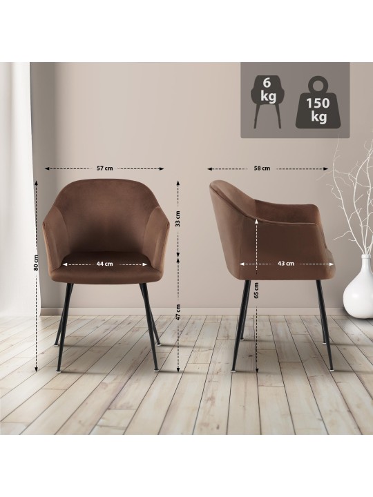 Jaysie bársony étkezőszék, barna