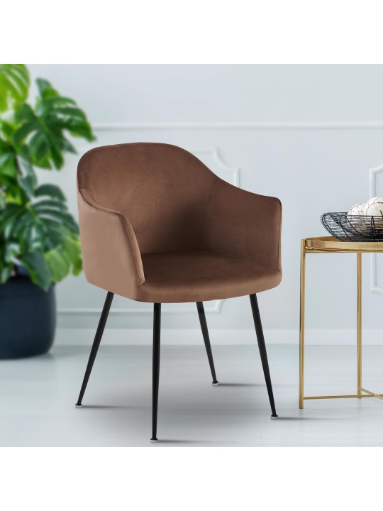 Jaysie bársony étkezőszék, barna