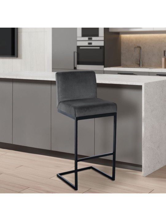 Bárszék Hopewell bársony B, sötétszürke