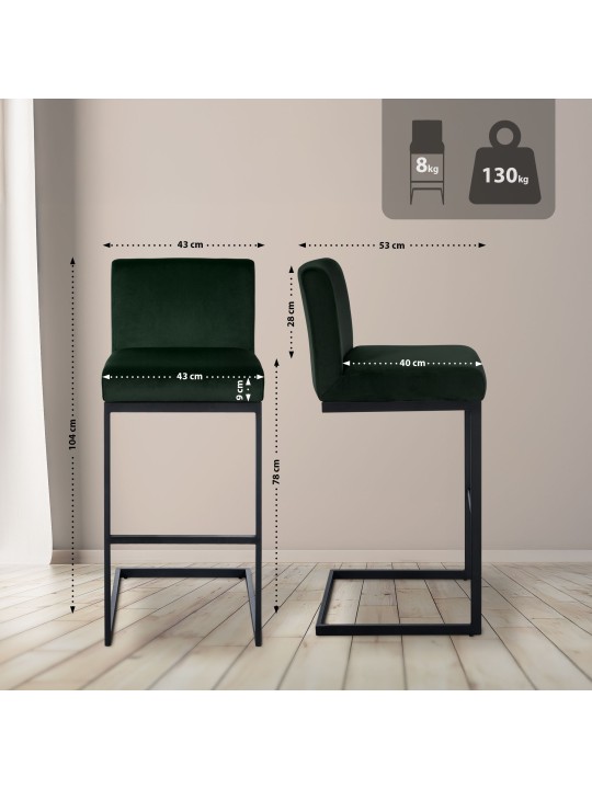 Bárszék Hopewell bársony B, zöld