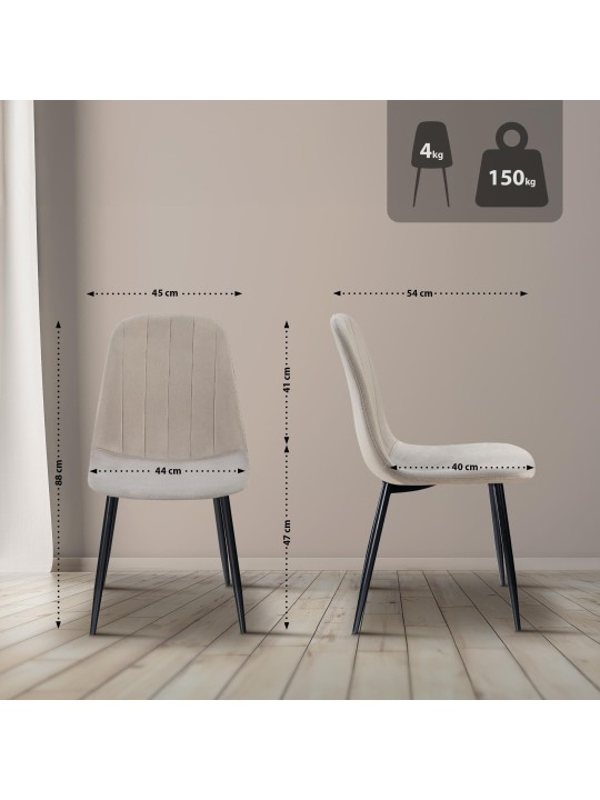 Baxter bársony étkezőszék, szürke