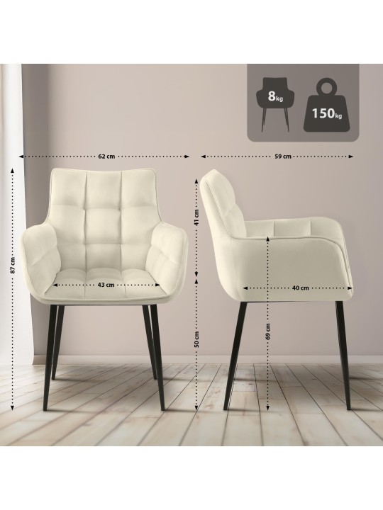 Szék Tirana bársony, krém