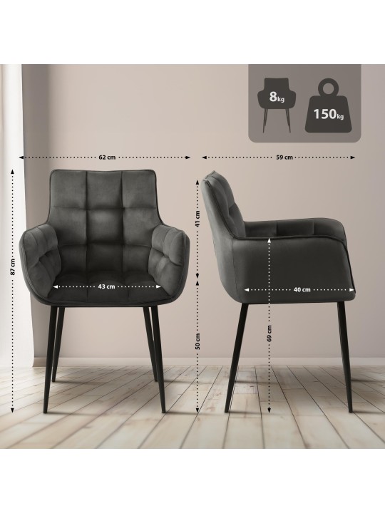 Szék Tirana bársony, antracit