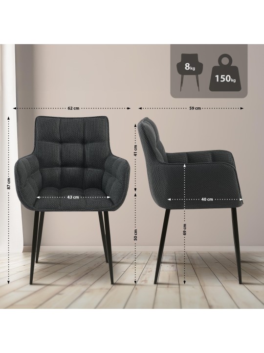 Szék Tirana szövet, titánszürke