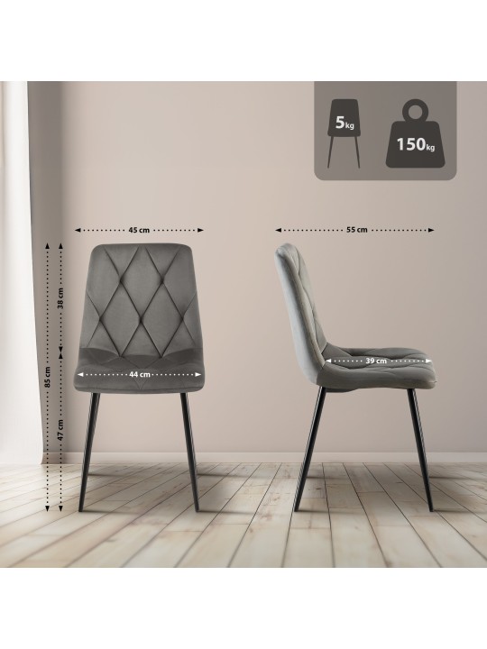 Clairton bársony étkezőszék, antracit