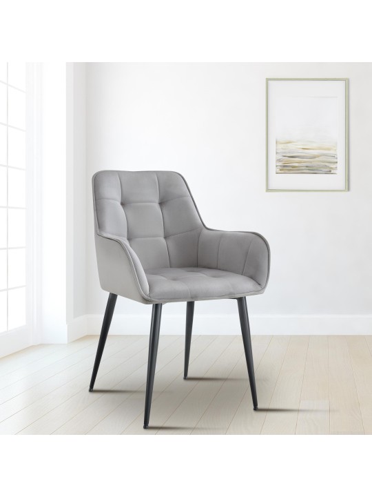 Ferndale bársony étkezőszék, világosszürke