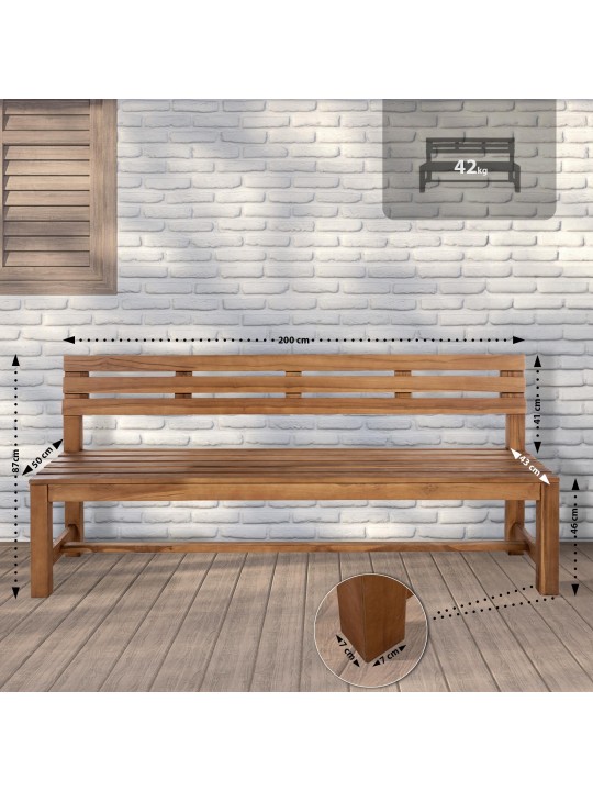 Augusta teak pad 200 cm, teak