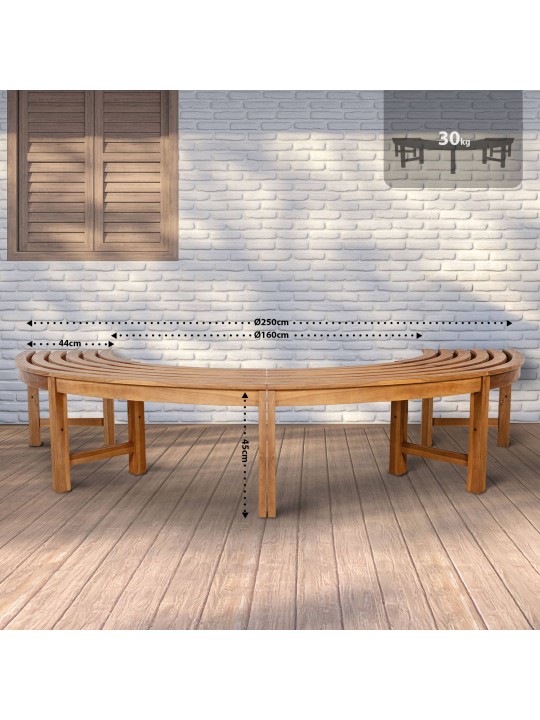 Fapad Férfi 250 cm félkör alakú, háttámla NÉLKÜL, teak