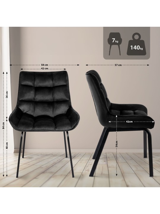 Saranda bársony szék, fekete Saranda bársony szék, fekete