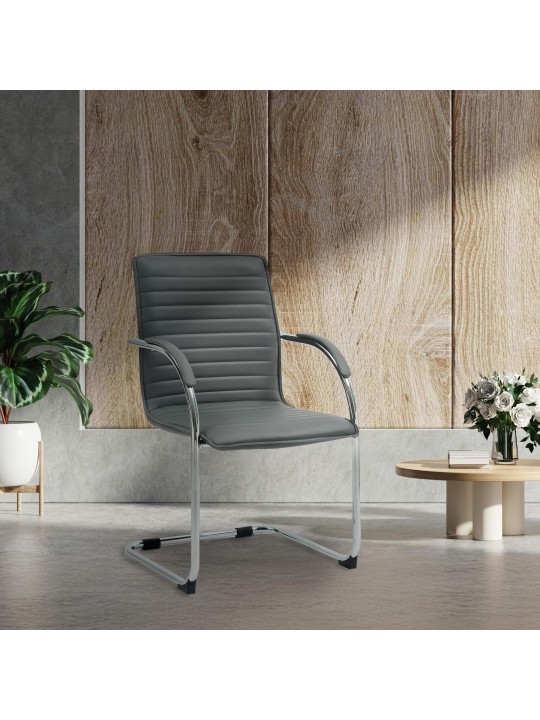 2 db Tira műbőr látogatószék szett, szürke