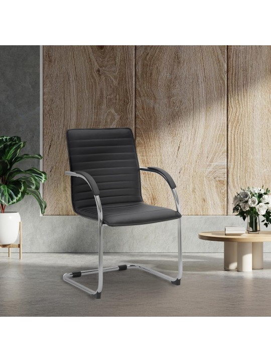 2 db Tira műbőr látogatószék szett, fekete