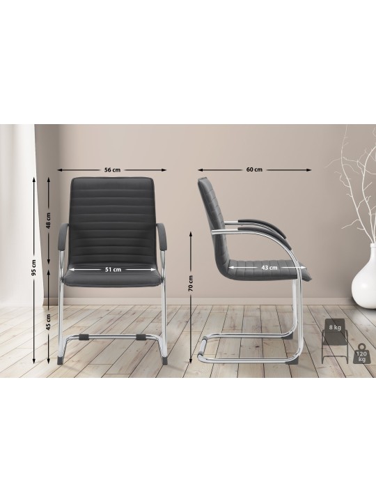 2 db Tira műbőr látogatószék szett, fekete