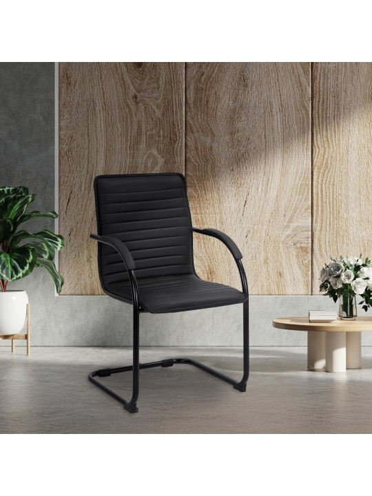 2 db Tira műbőr látogatószék szett, fekete/fekete