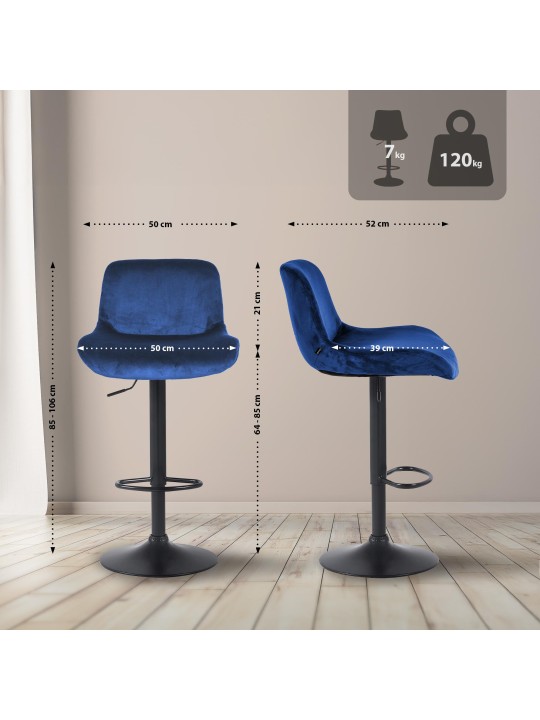 Bárszék Solon bársony, kék