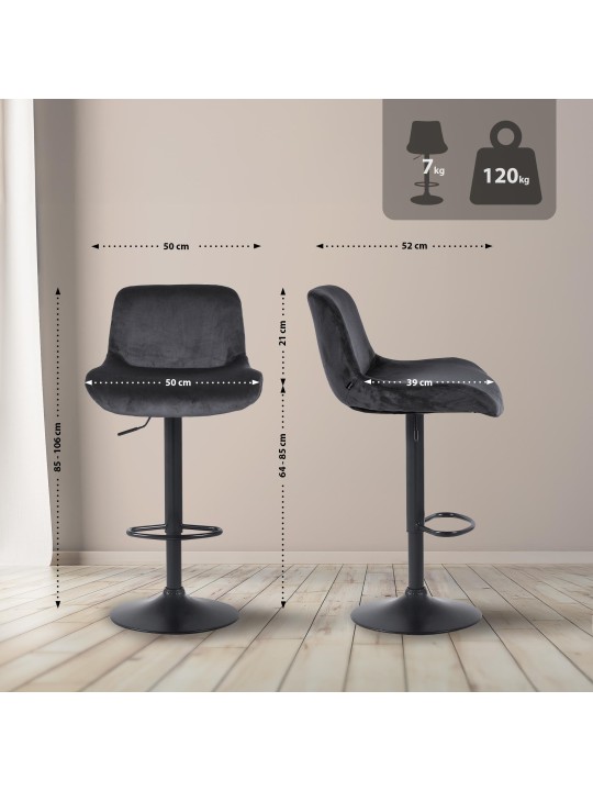 Bárszék Solon bársony, fekete