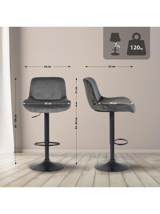 Bárszék Solon bársony, sötétszürke