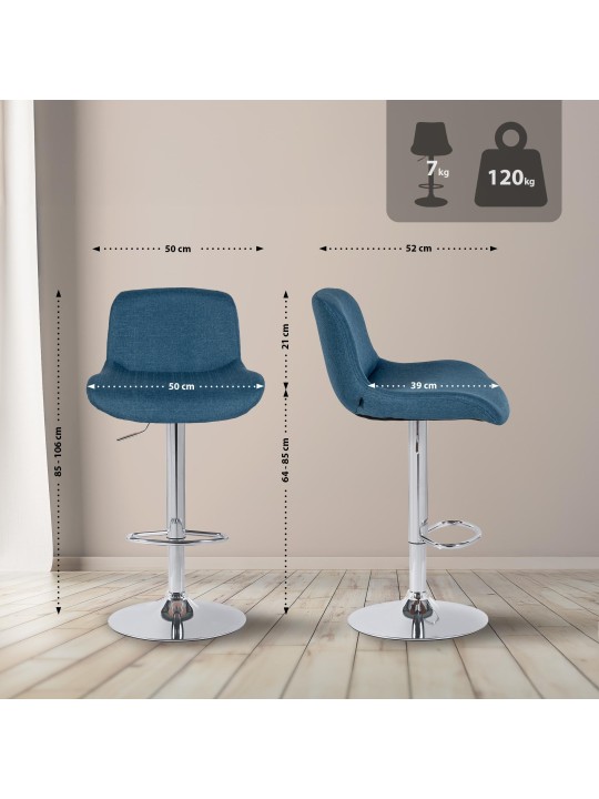 Bárszék Solon króm szövet, kék