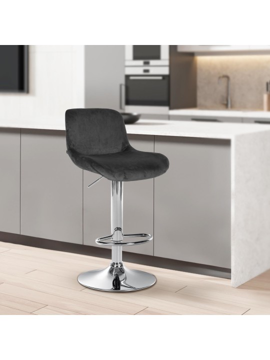 Bárszék Solon krómbársony, fekete