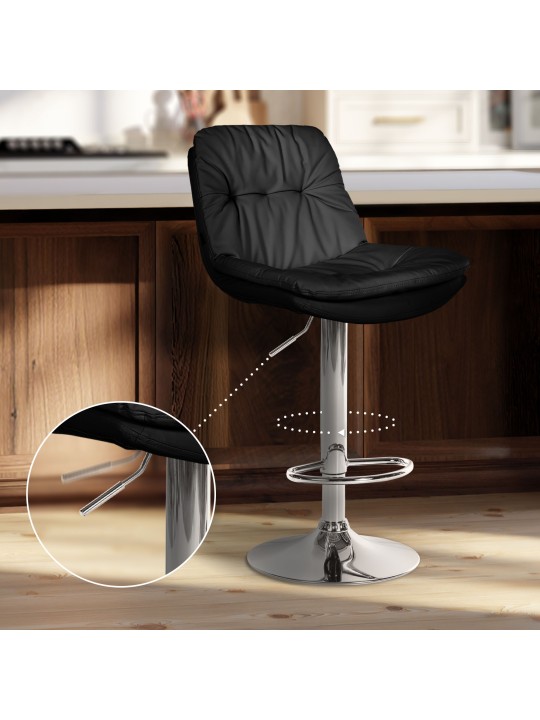 Bárszék Laurel műbőr króm, fekete
