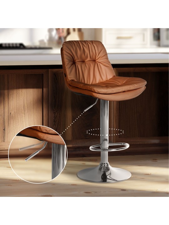 Bárszék Laurel műbőr króm, világosbarna