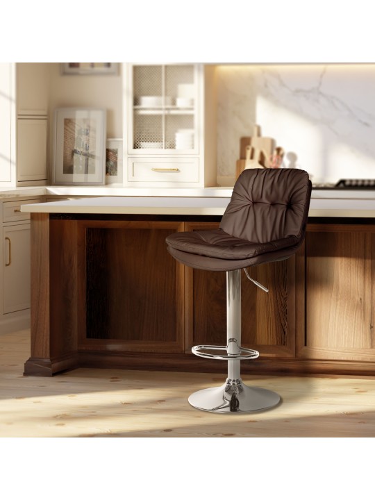 Bárszék Laurel műbőr króm, barna