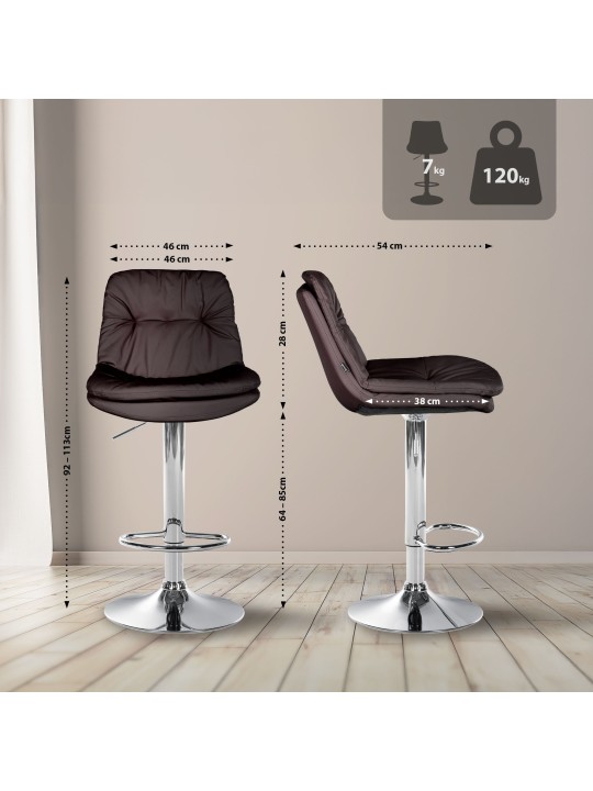 Bárszék Laurel műbőr króm, barna