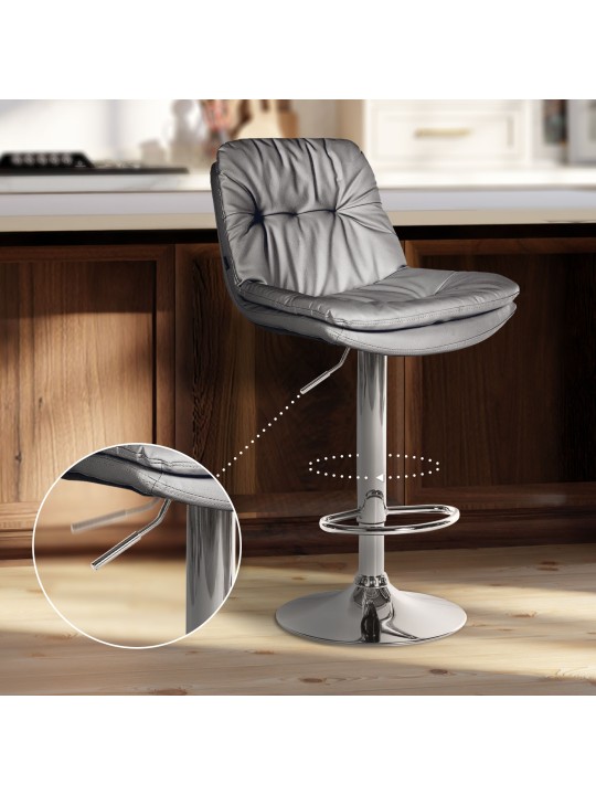 Bárszék Laurel műbőr króm, szürke