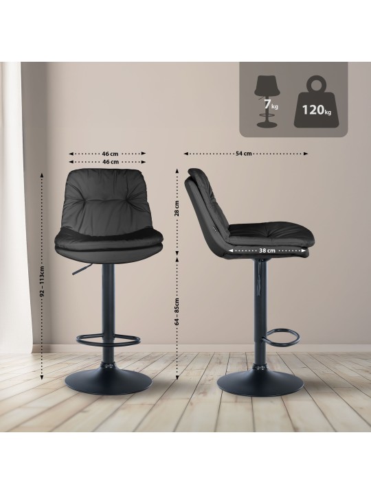 Bárszék Laurel műbőr, fekete