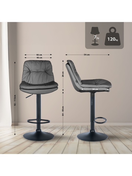 Bárszék Laurel műbőr, szürke