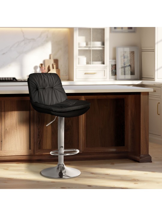 Bárszék Laurel műbőr króm, fekete