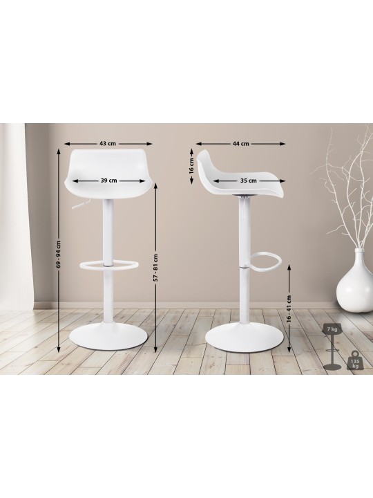 4 db Aveiro bárszék szett, fehér