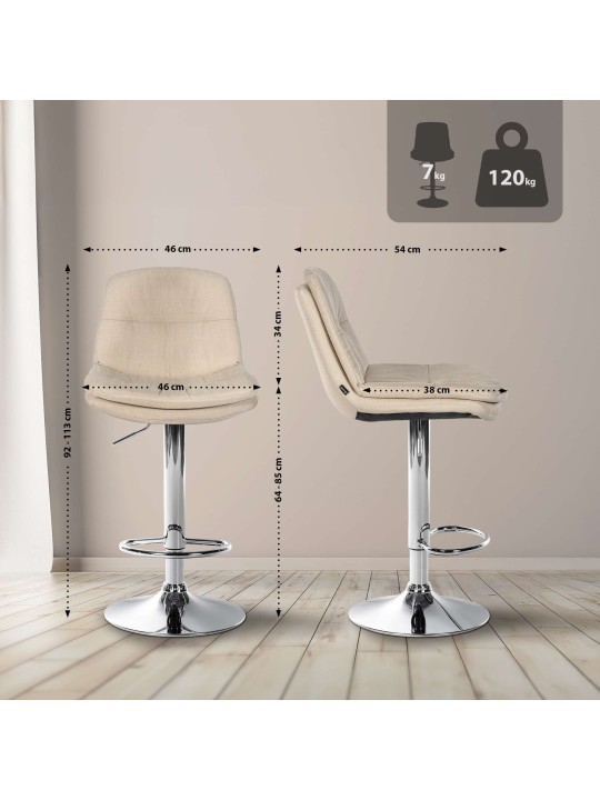 Bárszék Laurel szövet króm, krém