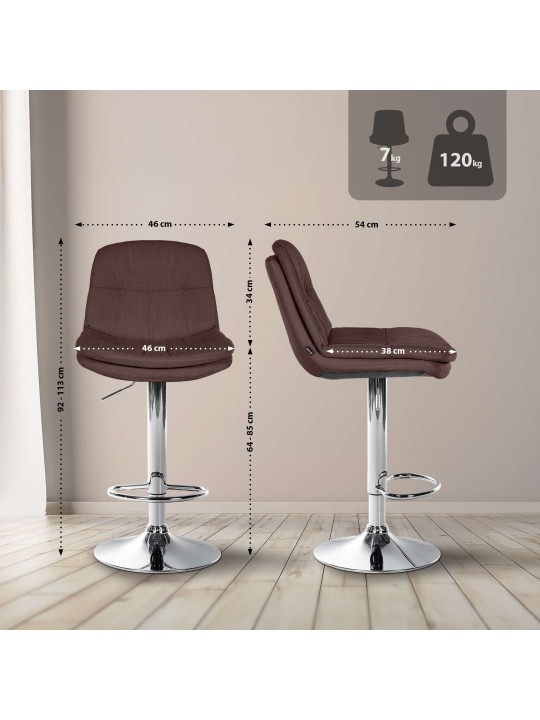 Bárszék Laurel szövet króm, barna