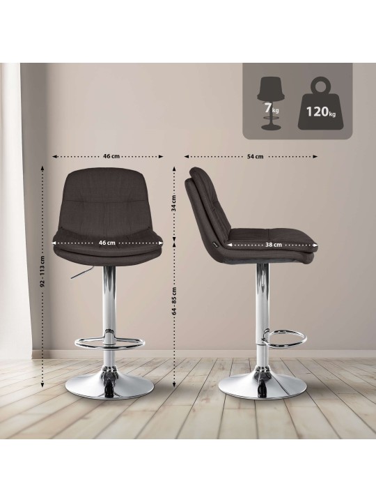 Bárszék Laurel szövet króm, sötétszürke