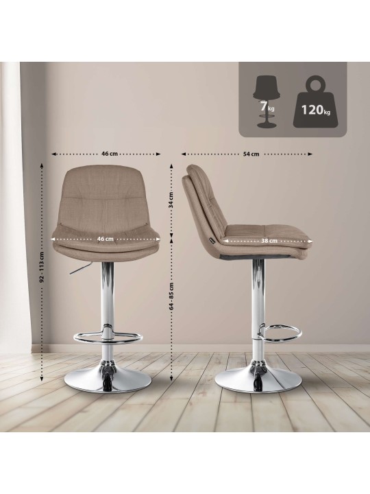 Bárszék Laurel szövet króm, taupe