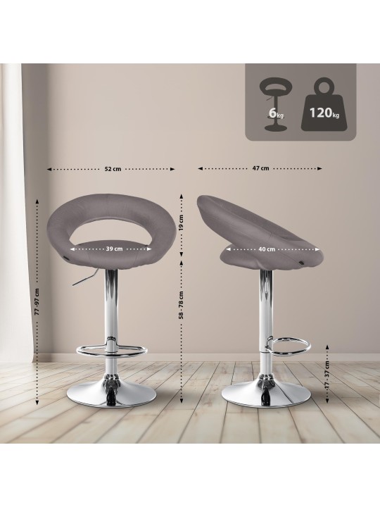 Bárszék Olinda szövet króm, szürke