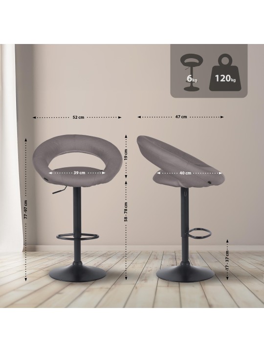 2 db-os bárszék szett Olinda szövet, szürke