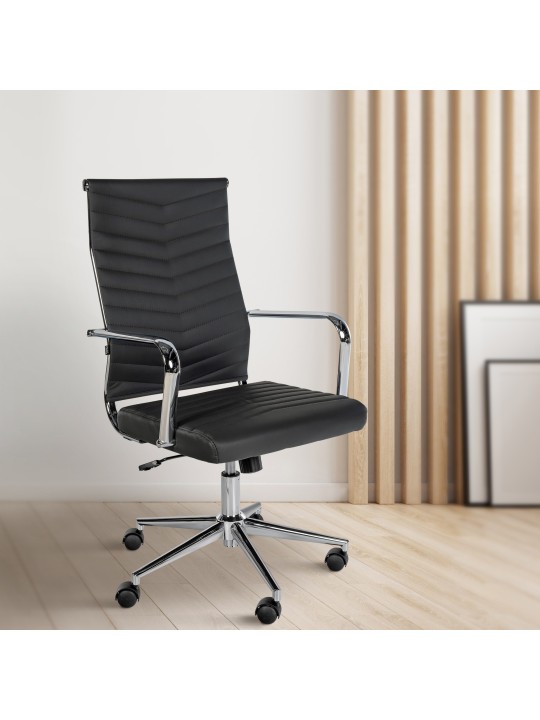 Canby műbőr irodai szék, fekete