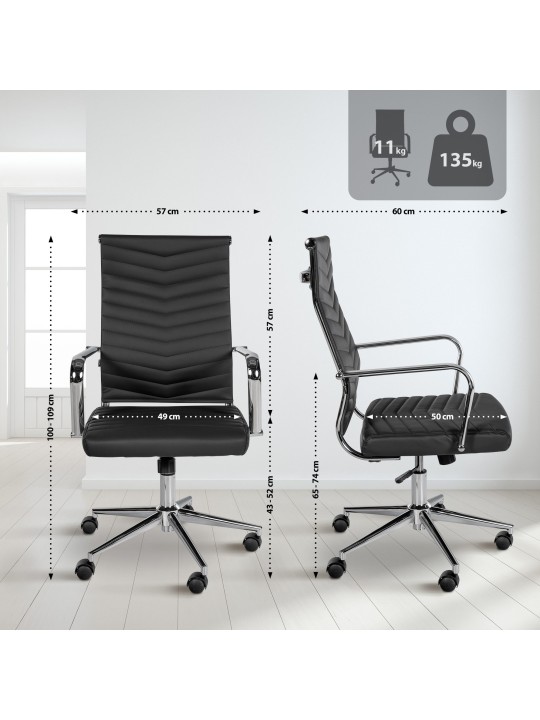 Canby műbőr irodai szék, fekete