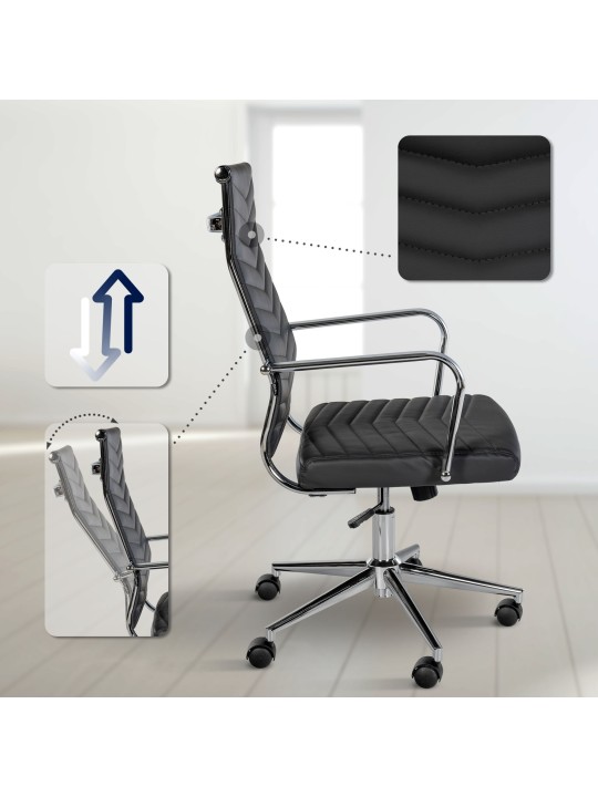 Canby műbőr irodai szék, fekete