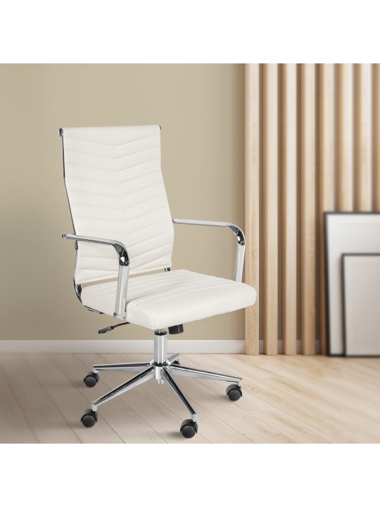 Canby műbőr irodai szék, fehér