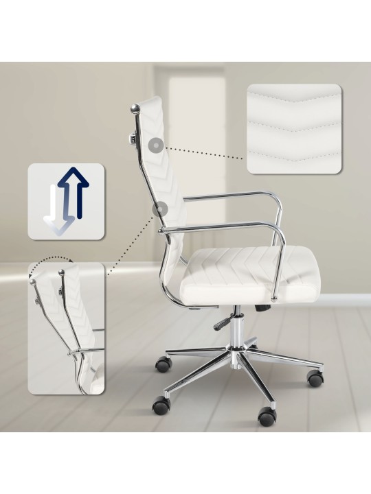 Canby műbőr irodai szék, fehér