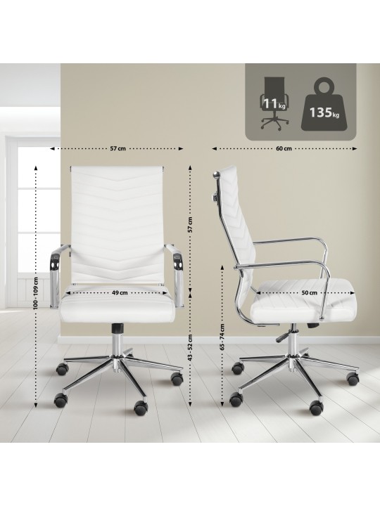 Canby műbőr irodai szék, fehér